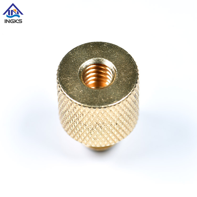 Brass Diamond Knurled Inert ለውዝ ከውጭ ከውስጥ ክር ጫፍ ጋር